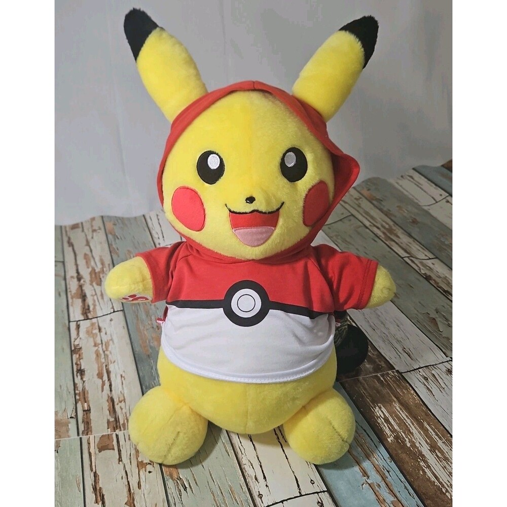 Pikachu Build-A-Bear 18" Pokemon Plush w/ Pokeball Hoodie Shirt EUC